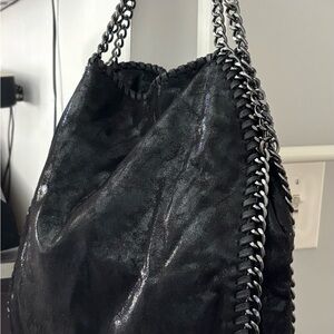 Black Chain-Trim Shoulder Bag